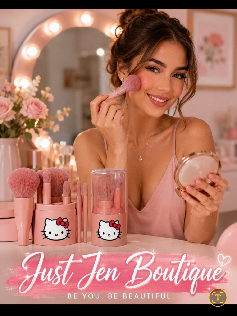 Hello Kitty Pink Makeup Brush Set - Picture 9 of 10